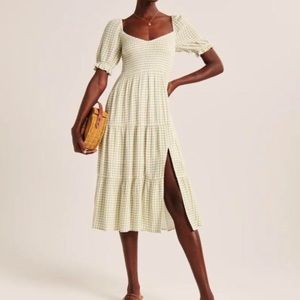 Abercrombie and Fitch Smocked Midi Dress